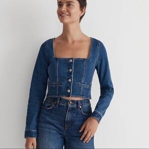 Madewell Denim Square Neck Top in Hallwood Wash: NWT!
